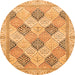 Round Abstract Orange Modern Rug, abs3704org