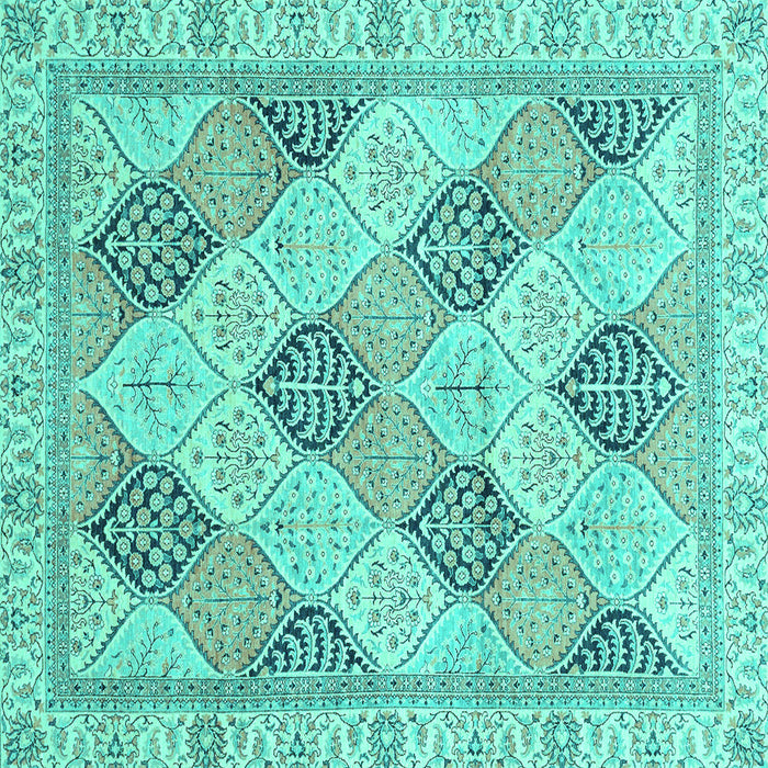 Square Machine Washable Abstract Turquoise Modern Area Rugs, wshabs3704turq