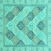 Square Machine Washable Abstract Turquoise Modern Area Rugs, wshabs3704turq