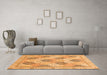 Machine Washable Abstract Orange Modern Area Rugs in a Living Room, wshabs3704org