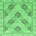 Square Abstract Emerald Green Modern Rug, abs3704emgrn