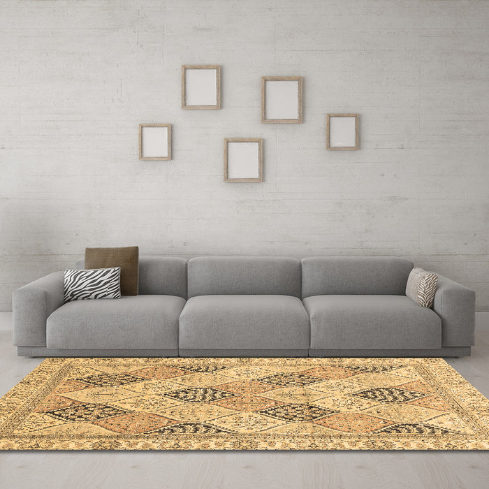 Machine Washable Abstract Brown Modern Rug in a Living Room,, wshabs3704brn