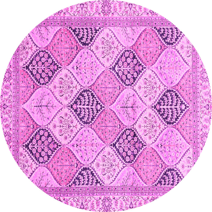 Round Abstract Pink Modern Rug, abs3704pnk