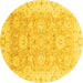 Round Oriental Yellow Traditional Rug, abs3705yw