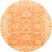 Round Oriental Orange Traditional Rug, abs3705org