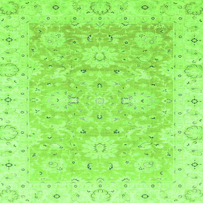 Square Machine Washable Oriental Green Traditional Area Rugs, wshabs3705grn