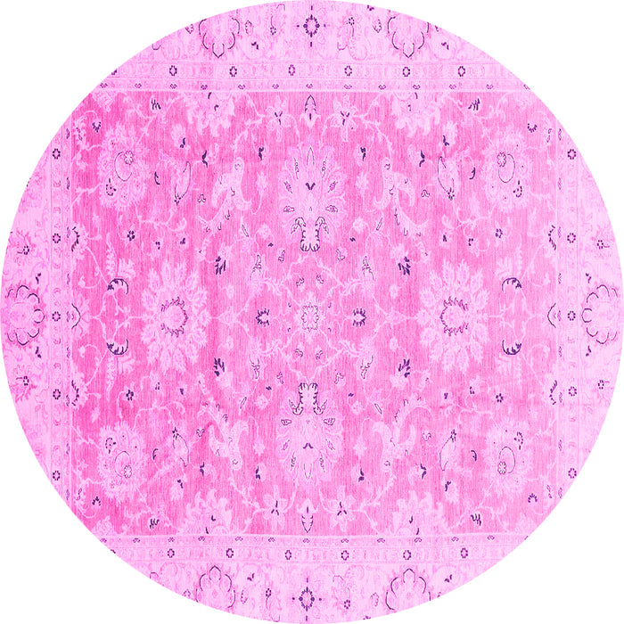 Round Oriental Pink Traditional Rug, abs3705pnk