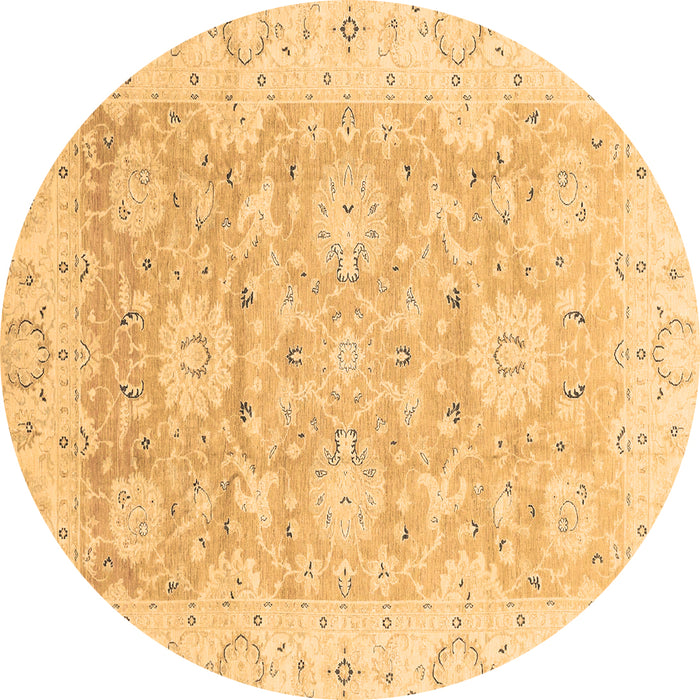 Round Oriental Brown Traditional Rug, abs3705brn