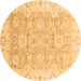 Round Oriental Brown Traditional Rug, abs3705brn