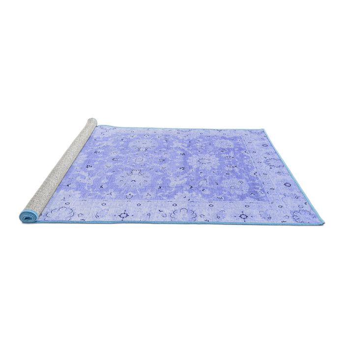 Sideview of Machine Washable Oriental Blue Traditional Rug, wshabs3705blu