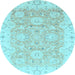 Round Oriental Light Blue Traditional Rug, abs3705lblu