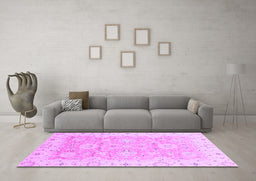 Machine Washable Oriental Purple Traditional Area Rugs in a Living Room, wshabs3705pur