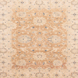 Square Abstract Deep Peach Orange Oriental Rug, abs3705