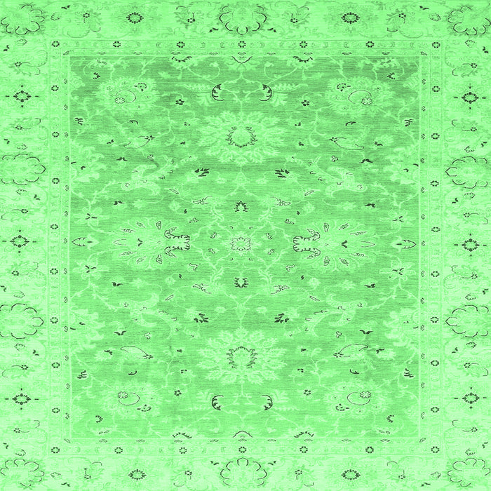 Square Machine Washable Oriental Emerald Green Traditional Area Rugs, wshabs3705emgrn