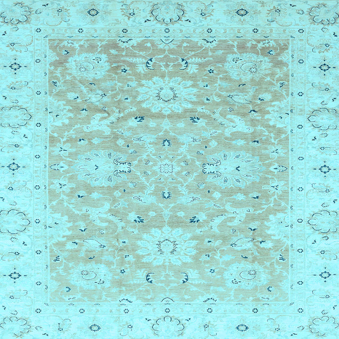 Square Machine Washable Oriental Light Blue Traditional Rug, wshabs3705lblu