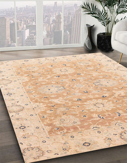 Machine Washable Abstract Deep Peach Orange Rug in a Family Room, wshabs3705