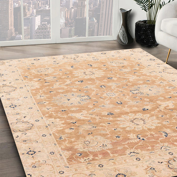 Machine Washable Abstract Deep Peach Orange Rug in a Family Room, wshabs3705
