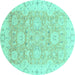 Round Oriental Turquoise Traditional Rug, abs3705turq