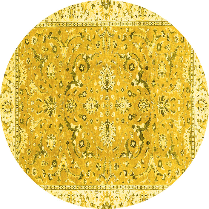 Round Machine Washable Abstract Yellow Modern Rug, wshabs3706yw