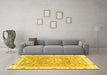 Machine Washable Abstract Yellow Modern Rug in a Living Room, wshabs3706yw