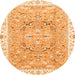 Round Machine Washable Abstract Orange Modern Area Rugs, wshabs3706org