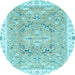 Round Abstract Light Blue Modern Rug, abs3706lblu