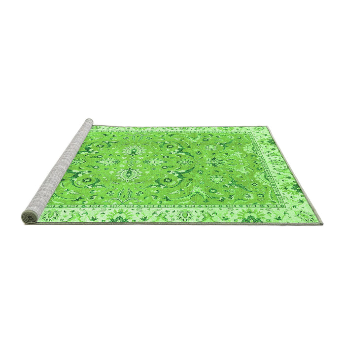 Sideview of Machine Washable Abstract Green Modern Area Rugs, wshabs3706grn