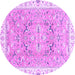 Round Machine Washable Abstract Purple Modern Area Rugs, wshabs3706pur