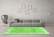 Machine Washable Abstract Green Modern Area Rugs in a Living Room,, wshabs3706grn