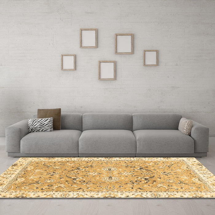 Machine Washable Abstract Brown Modern Rug in a Living Room,, wshabs3706brn
