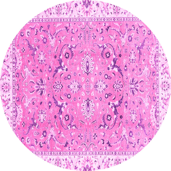 Round Abstract Pink Modern Rug, abs3706pnk
