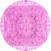 Round Abstract Pink Modern Rug, abs3706pnk