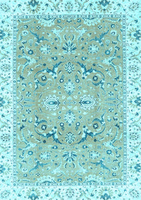 Abstract Light Blue Modern Rug, abs3706lblu