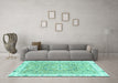 Machine Washable Abstract Turquoise Modern Area Rugs in a Living Room,, wshabs3706turq