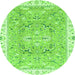 Round Abstract Green Modern Rug, abs3706grn