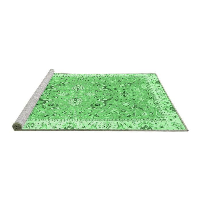 Sideview of Machine Washable Abstract Emerald Green Modern Area Rugs, wshabs3706emgrn