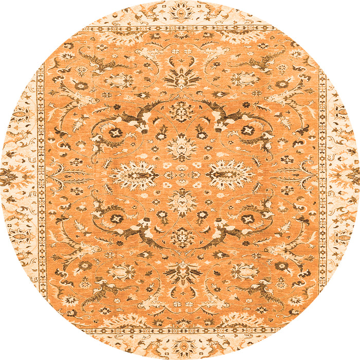 Round Abstract Orange Modern Rug, abs3706org