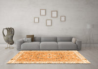 Machine Washable Abstract Orange Modern Rug, wshabs3706org