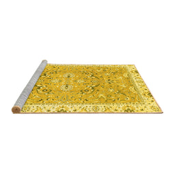 Sideview of Machine Washable Abstract Yellow Modern Rug, wshabs3706yw