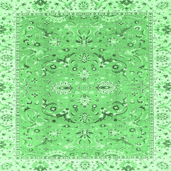Square Machine Washable Abstract Emerald Green Modern Area Rugs, wshabs3706emgrn