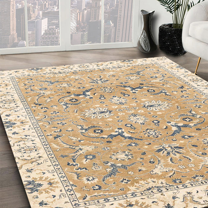 Machine Washable Abstract Deep Peach Orange Rug in a Family Room, wshabs3706