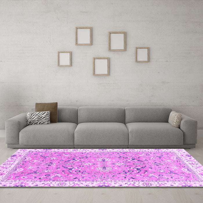 Machine Washable Abstract Purple Modern Area Rugs in a Living Room, wshabs3706pur