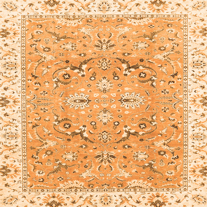 Square Machine Washable Abstract Orange Modern Area Rugs, wshabs3706org