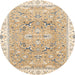 Round Abstract Deep Peach Orange Modern Rug, abs3706