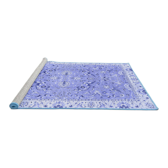 Sideview of Machine Washable Abstract Blue Modern Rug, wshabs3706blu