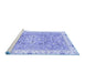 Sideview of Machine Washable Abstract Blue Modern Rug, wshabs3706blu