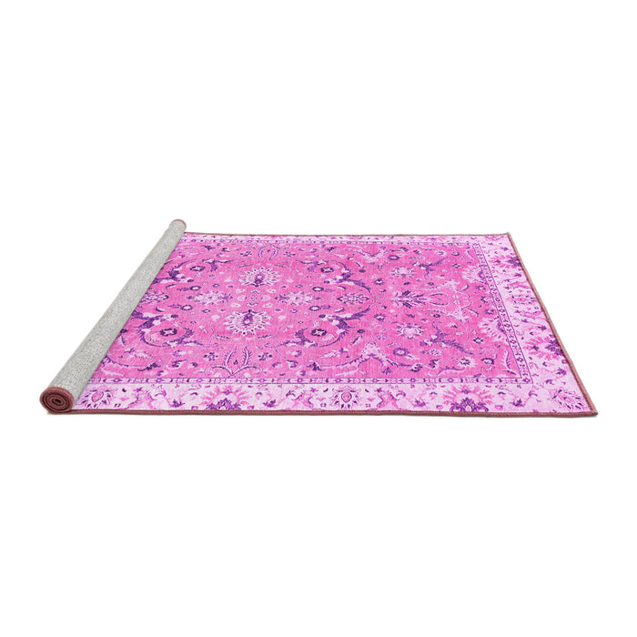 Sideview of Machine Washable Abstract Pink Modern Rug, wshabs3706pnk
