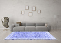 Machine Washable Abstract Blue Modern Rug, wshabs3706blu