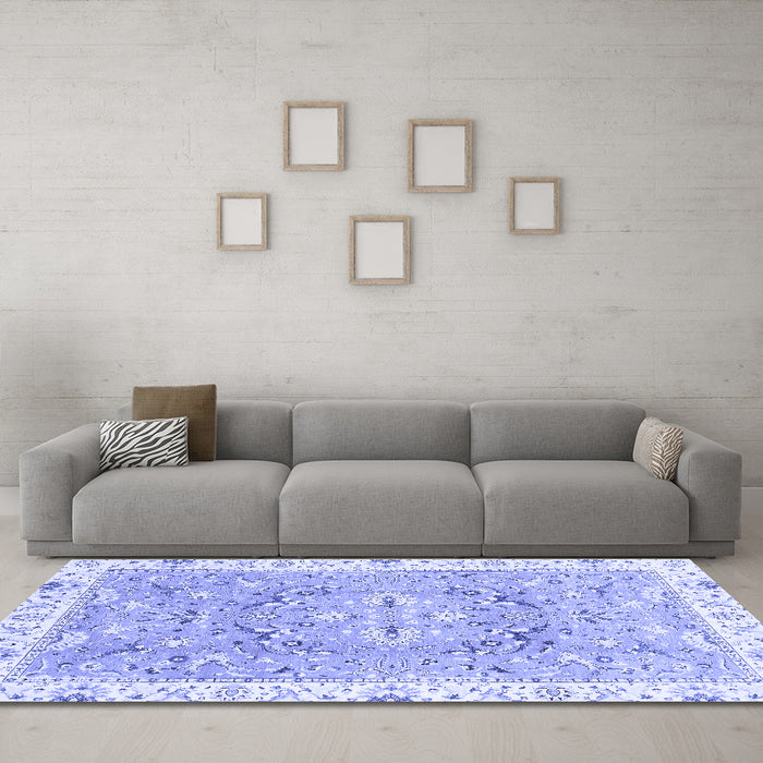 Machine Washable Abstract Blue Modern Rug in a Living Room, wshabs3706blu