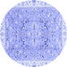 Round Abstract Blue Modern Rug, abs3706blu